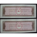 Chinese Rice Coupons - 1970 x 2 - UNC - Rare