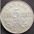 Coin - Canada - 5 Cents - 1933