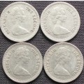 Coin - Rhodesia - 3 Pence - 1968 x 4
