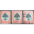 Stamp - SG 61 - Union Of SA - 1930s Orange Tree - 6D x 3