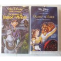 VHS Tapes x 2 - Walt Disney - Beauty And The Beast 2002/The Adventures Of Ichabod And Mr. Toad 2000