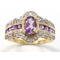 XMAS SPECIAL - STUNNING 9CT SOLID YELLOW GOLD AMETHYST AND DIAMOND RING (INVEST NOW IN GOLD)
