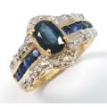 STUNNING 9CT SOLID YELLOW GOLD SAPPHIRE AND DIAMOND RING (INVEST IN GOLD)