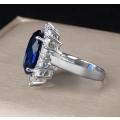 BRAND NEW - Stunning Sterling Silver Oval 10x14mm Sapphire and Zirconia 5g Ring