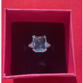 BRAND NEW - Stunning Sterling Silver  Aquamarine Gemstone Ring