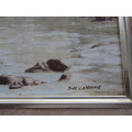 Oil on Board-Signed River Scene-Frame 29x37cm Lovely Medium Size Art Piece.