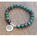 AA+ Green Purple Jade 8mm Lotus Stretch Bracelet