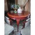 Inlaid wood round dining table