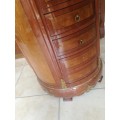 Unrestored antique half moon chest of drawers