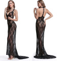 Lingerie Dress - Sexy Black Floral Lace Trailing Lingerie Maxi Dress - S/M/L