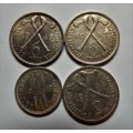 NICE 4 x sothern rhodesea coins ,,,,, SILVER