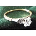OLD SCOOL ,SUPER NICE ENGAGEMENT/WEDDING RING WITH REAL 4.5MM DIAMOND 18CT GOLD