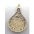 NICE  9ct gold  pendant with gold coin of 1865 and diamond