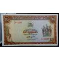Reserve bank of Rhodesia 5 dollar P# 38: Zimbabwe bird 1979-MAY-15 UNC