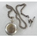 rare antique solid silver forbs chain with sniff box