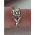 SOLID 9 ct white gold  and diamond  engagement ring    real E.G.L vs1 o.53ct natural  diamond