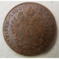 1 1800 C AUSTRIA Emperor Franz II Hapsburg Antique 6 Kreuzer Austrian Coin