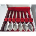 VINTAGE set of 6 epns silver spoons in box