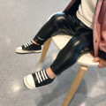 Black Artificial Leather pantsandlegging for baby 80cm