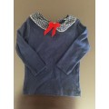 KOCO BINO Baby BlueandWhite knot Top T-shirt Handmade 12-18M
