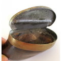 AN EDWARDIAN SNUFF BOX WITH AN ENGRAVED COLONEL'S NAME AND A TRENCH ART BULLET