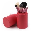 Professional Cosmetic Makeup Brush Set By Zoreya - Pink/Red - 7 Piece Set With Brush Holder