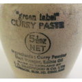 A GREEN LABEL STONEWARE CURRY PASTE JAR