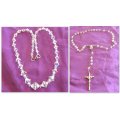 A VINTAGE CRYSTAL NECKLACE AND A ROSARY WITH GLASS BEADS--Relisted due to non-payment