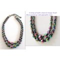 A VINTAGE 2 STRING MULTI-COLOURED CRYSTAL BEADED NECKLACE