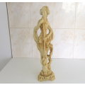 A PAIR OF MAN AND LADY ORIENTAL STATUES SIGNED---PERFECT