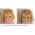 VINTAGE HARD PLASTIC IDEAL GOOGLY EYED  IDEAL DOLL  1960`s--BUY NOW