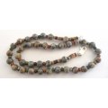 A JASPER BEADED NECKLACE WITH A SILVER CLASP---NEW