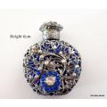 A czechoslovakia cobalt blue glass perfume bottle with silver tone overlay--Perfect