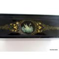 AN INTRICATE DETAILED HAND PAINTED RUSSIAN TRINKET BOX----SIGNED