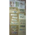 21 x ENVILOPES WITH STAMPS CANADA, MALTA, AND A FEW EUROPE COUNTRIES