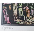Gregoire Boonzaier, Mosque, Bo Kaap, Coloured Linocut