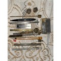 Job Lot: Various Thermometers, Pins, etc: Valuable items