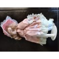 Gorgeous Quality Porcelain Doll with professionally made clothes on stand: See Description (1 of 4)