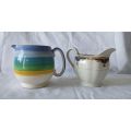 Hanley England Gray Pottery and Grindley Cream Petal jugs: app 180 mm :in height Makers marks