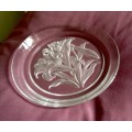 Lovely Crystal glass plate of lilies signed by T.Yamamoto