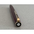 Vintage 1970s Montblanc Burgundy Red Resin and Gold Trim Ballpoint Pen