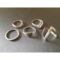 Lot of 5 Sterling Silver Rings / 2 /