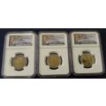 MS64, MS65 & MS66 - NGC Graded Mandela Birthday R5.00 coins (NEW LABEL) - Bid per coin for the lot!!