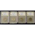 4 x SANGS Graded Presidential Inauguration R5.00 coins - MS60 - CLASHED DIES!!!!