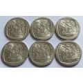 6 x 1994 Presidential Inauguration R5.00 coins in GOOD condition - Bid per coin for the lot !!!!