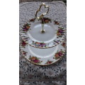 2 TIER ROYAL ALBERT "OLD COUNTRY ROSES" CAKE  STAND