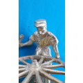 VINTAGE SOLID   BRASS ORNAMENT  "BLACKSMITH AT WORK ON HIS TRADE"