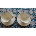 2   VINTAGE   "LAWLEYS"  COFFEE CUPS WITH SAUCERS