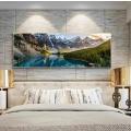 Lake Forest Mountain Scenery Nature Landscape Picture on Canvas Frame (50X100cm)