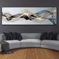 Modern Nordic Abstract Gold Ribbon on Canvas Frame (40X120cm)